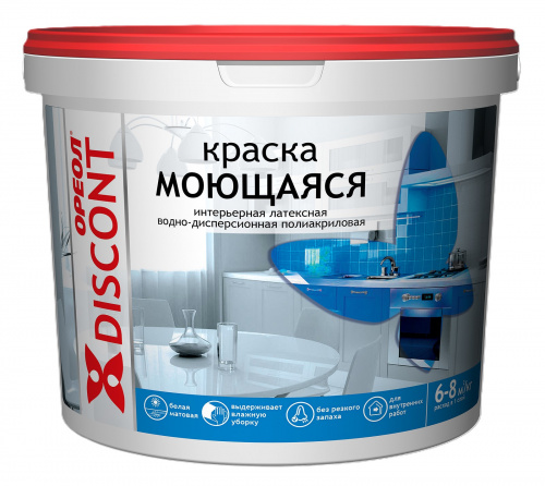 ОРЕОЛ Дисконт Краска интерьерная моющаяся водно-дисперсионная полиакриловая матовая