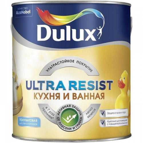 DULUX Ultra Resist Кухня и Ванная краска для стен и потолков база BС полуматовая