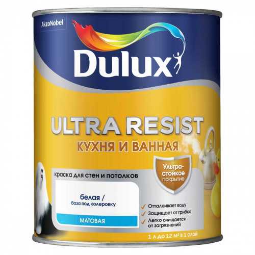 DULUX Ultra Resist Кухня и Ванная краска для стен и потолков база МАТОВАЯ фото 2