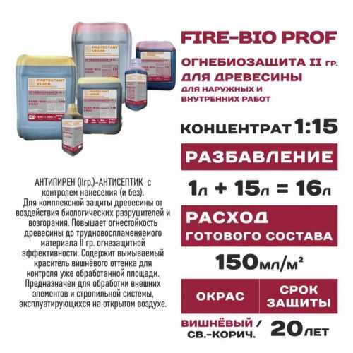 Protectant Vigor Fire-bio prof Огнебиозащита 2гр. концентрат 1:15 фото 5