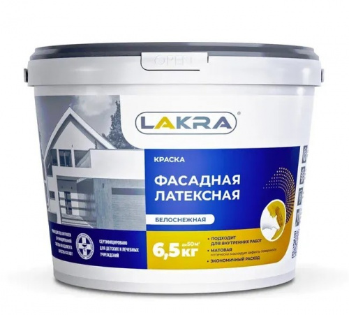 Лакра Краска фасадная латексная белоснежная фото 3 Лакра Краска фасадная латексная белоснежная фото 3