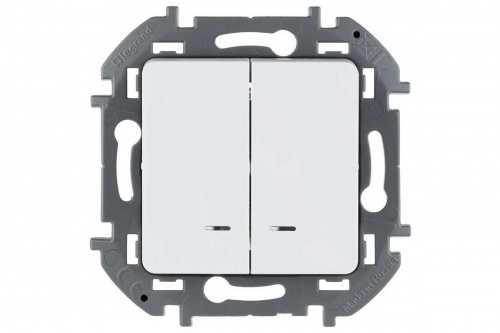 Выключатель двухклавишный с подсветкой/индикацией Legrand INSPIRIA Белый 10 AX - 250 В