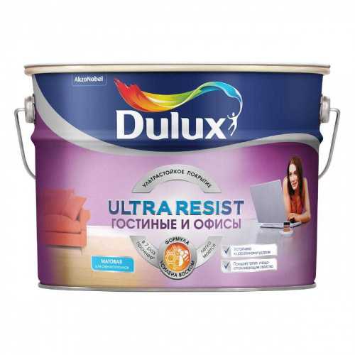 DULUX Ultra Resist Гостиные и Офисы краска для стен и потолков база BС  