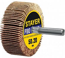 Круг шлифовальный лепестковый STAYER d 50 x 20 мм, P180, на шпильке d 6 мм