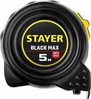 STAYER BlackMax 5м / 19мм рулетка в ударостойком полностью обрезиненном корпусе  и двумя фиксаторами