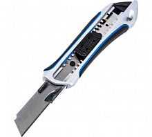 Металлический обрезиненный нож ЗУБР Профессионал с автостопом Титан-А, сегмент. лезвия 18 мм