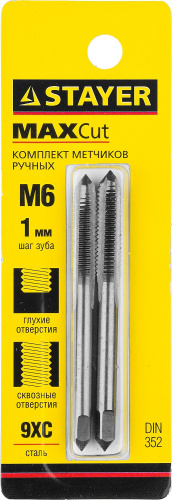 STAYER M6х1, комплект метчиков, 2 шт