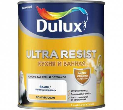 DULUX Ultra Resist Кухня и Ванная краска для стен и потолков база ПОЛУМАТОВАЯ