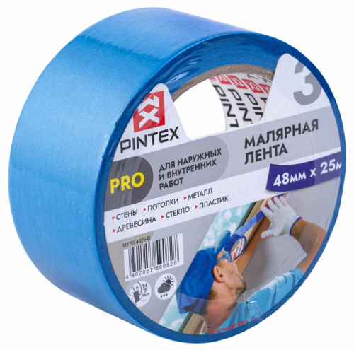 PINTEX Pro Лента малярная синяя 48мм*25м PINTEX Pro Лента малярная синяя 48мм*25м