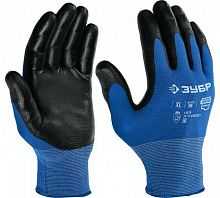 Маслобензостойкие перчатки ЗУБР МЕХАНИК, тонкое нитриловое покрытие, размер XL