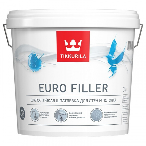 Tikkurila Euro Filler влагостойкая шпатлевка для стен и потолка