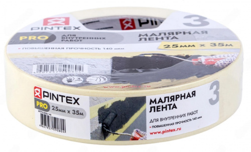 PINTEX Pro Лента малярная 140мкм*25мм*35м фото 2 PINTEX Pro Лента малярная 140мкм*25мм*35м фото 2